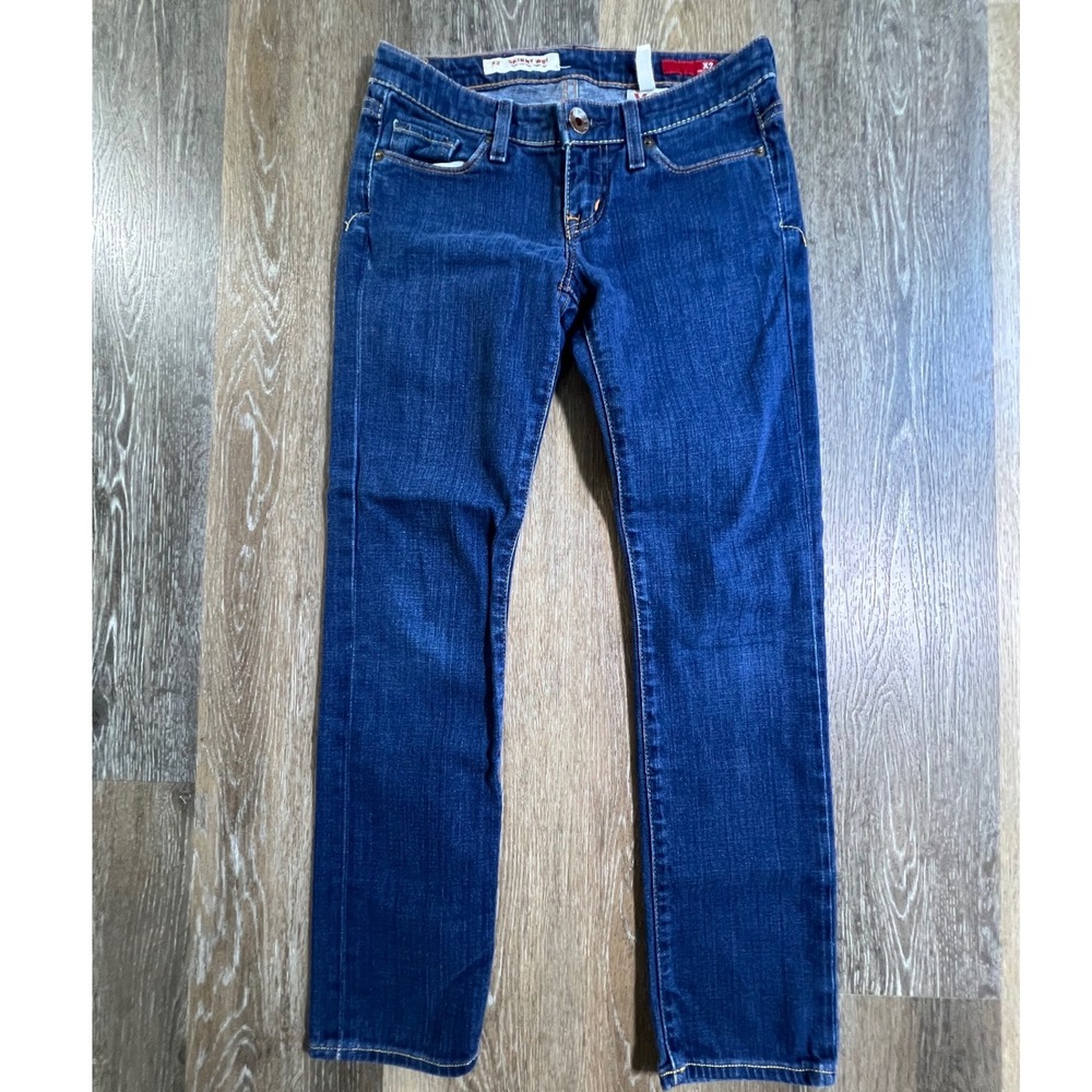 Express X2 Skinny W01 Jeans Womens 0 Short Blue Ultra Low Rise Denim